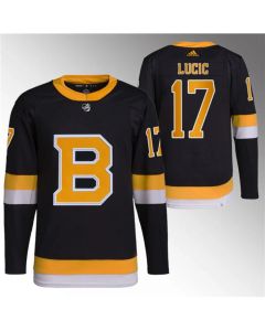 Men's Boston Bruins #17 Milan Lucic Black Home Stitched Jersey