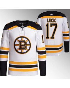 Men's Boston Bruins #17 Milan Lucic White Stitched Jersey