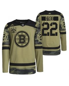 Men's Boston Bruins #22 Willie O'Ree 2022 Camo Military Appreciation Night Stitched Jersey