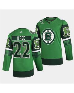 Men's Boston Bruins #22 Willie O'Ree 2022 Green St Patricks Day Warm-Up Stitched Jersey
