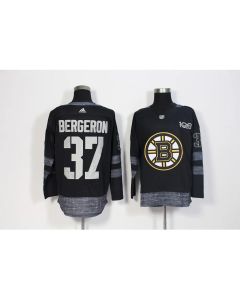 Men's Boston Bruins #37 Patrice Bergeron Black 1917-2017 100th Anniversary Stitched NHL Jersey (Black)