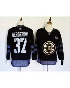 Men's Boston Bruins #37 Patrice Bergeron Black 1917-2017 100th Anniversary Stitched NHL Jersey