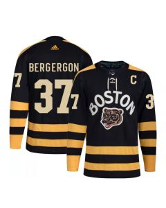 Men's Boston Bruins #37 Patrice Bergeron Black Classic Primegreen Stitched Jersey