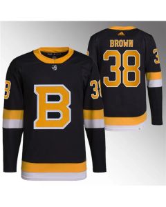 Men's Boston Bruins #38 Patrick Brown Black Home Stitched Jersey