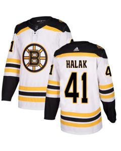 Men's Boston Bruins #41 Jaroslav Halak White Stitched NHL Jersey
