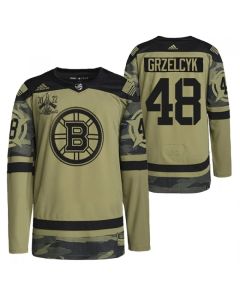 Men's Boston Bruins #48 Matt Grzelcyk 2022 Camo Military Appreciation Night Stitched Jersey