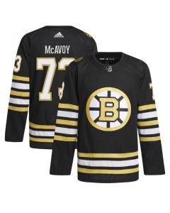 Men's Boston Bruins #73 Charlie McAvoy Black 100th Anniversary Stitched Jersey