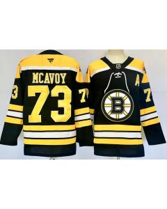 Men's Boston Bruins #73 Charlie McAvoy Black 2024-25 With A Patch Home Stitched Hockey Jersey