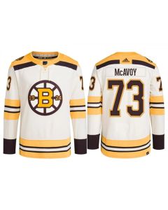 Men's Boston Bruins #73 Charlie McAvoy Cream 100th Anniversary Stitched Jersey