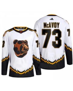 Men's Boston Bruins #73 Charlie McAvoy White 2022-23 Reverse Retro Stitched Jersey