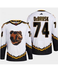 Men's Boston Bruins #74 Jake DeBrusk White 2022-23 Reverse Retro Stitched Jersey