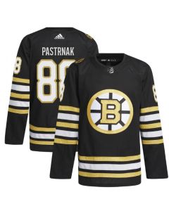 Men's Boston Bruins #88 David Pastrnak Black 100th Anniversary Stitched Jersey