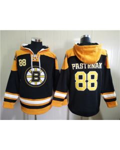 Men's Boston Bruins #88 David Pastrnak Black Ageless Must-Have Lace-Up Pullover Hoodie