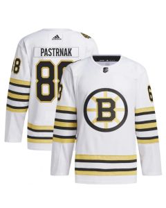 Men's Boston Bruins #88 David Pastrnak White 100th Anniversary Primegreen Stitched Jersey