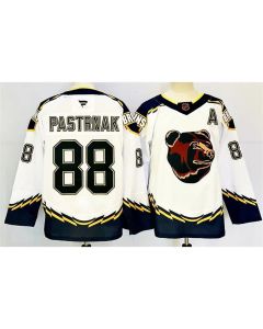 Men's Boston Bruins #88 David Pastrnak White 2024-25 With A Patch Reverse Retro Home Stitched Hockey Jersey