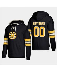Men's Boston Bruins Active Player Custom Black All Stitched Sweatshirt Hoodie (Black)