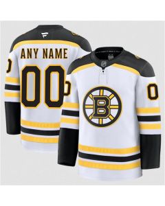 Men's Boston Bruins Active Player Custom White 2024-25 Away Stitched Hockey Jersey