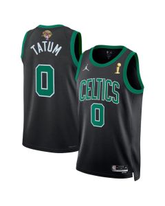 Men's Boston Celtics #0 Jayson Tatum Black 2024 Finals Champions Statement Edition Stitched Basketball Jersey