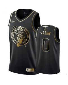 Men's Boston Celtics #0 Jayson Tatum Black Golden Edition Stitched NBA Jersey