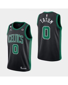 Men's Boston Celtics #0 Jayson Tatum Black No.6 Patch Stitched Basketball Jersey