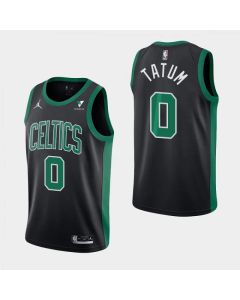 Men's Boston Celtics #0 Jayson Tatum Black Statement Edition Swingman Vistaprint Patch Stitched Jersey