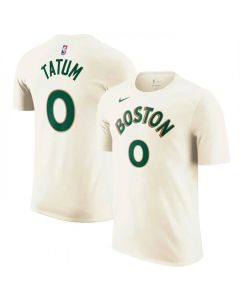 Men's Boston Celtics #0 Jayson Tatum Cream 2023/24 City Edition Name & Number T-Shirt