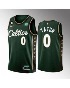 Men's Boston Celtics #0 Jayson Tatum Green 2022-23 City Edition No.6 Patch Stitched Basketball Jersey
