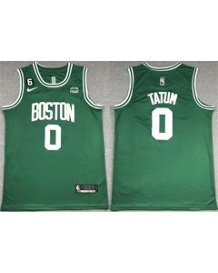 Men's Boston Celtics #0 Jayson Tatum Green No.6 Patch Stitched Basketball Jersey (Green)