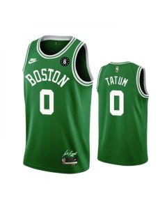 Men's Boston Celtics #0 Jayson Tatum Green No.6 Patch Stitched Basketball Jersey