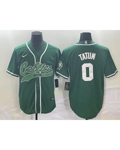 Men's Boston Celtics #0 Jayson Tatum Green Stitched Baseball Jersey