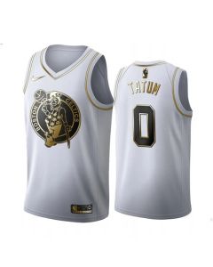 Men's Boston Celtics #0 Jayson Tatum White 2019 Golden Edition Stitched NBA Jersey