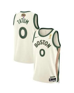 Men's Boston Celtics #0 Jayson Tatum White 2024 Finals Champions City Edition Stitched Basketball Jersey