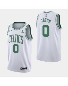 Men's Boston Celtics #0 Jayson Tatum White Association Edition Swingman Vistaprint Patch Stitched Jersey