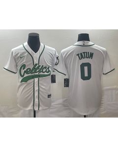 Men's Boston Celtics #0 Jayson Tatum White Stitched Baseball Jersey (White)