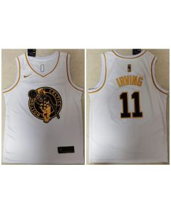 Men's Boston Celtics #11 Kyrie Irving White Golden Throwback Stitched Jersey