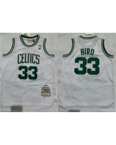 Men's Boston Celtics #33 Larry Bird 1995-96 White Throwback Stitched Jersey