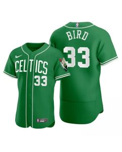 Men's Boston Celtics #33 Larry Bird 2020 Green NBA X MLB Crossover Edition Stitched Jersey
