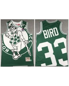 Men's Boston Celtics #33 Larry Bird Green Big Face Throwback Stitched Jersey