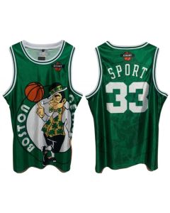 Men's Boston Celtics #33 Larry Bird Green Print Basketball Jersey