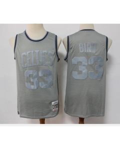 Men's Boston Celtics #33 Larry Bird Grey Throwback Stitched Basketball Jersey