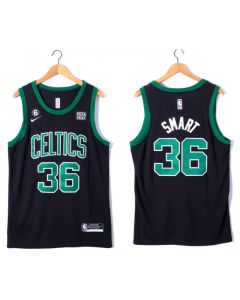 Men's Boston Celtics #36 Marcus Smart Black No.6 Patch Stitched Basketball Jersey