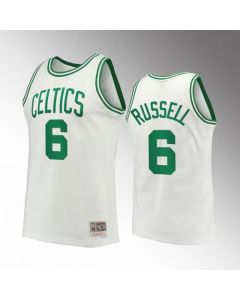Men's Boston Celtics #6 Bill Russell White Throwback Stitched Jersey