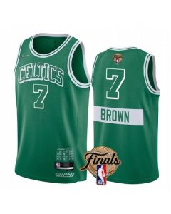 Men's Boston Celtics #7 Jaylen Brown 2022 Green NBA Finals Stitched Jersey