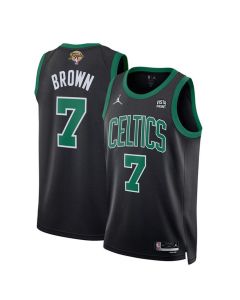 Men's Boston Celtics #7 Jaylen Brown Black 2024 Finals Statement Edition Stitched Basketball Jersey