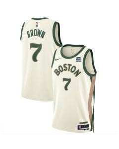 Men's Boston Celtics #7 Jaylen Brown Cream 2023-24 City Edition Stitched Basketball Jersey (Brown Cream)