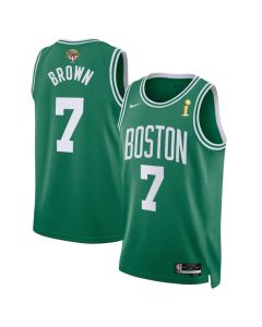 Men's Boston Celtics #7 Jaylen Brown Green 2024 Finals Champions Icon Edition Stitched Basketball Jersey