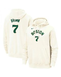 Men's Boston Celtics #7 Jaylen Brown White 2023/24 City Edition Name & Number Pullover Hoodie