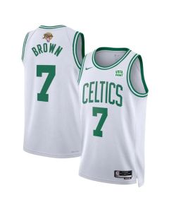 Men's Boston Celtics #7 Jaylen Brown White 2024 Finals Association Edition Stitched Basketball Jersey