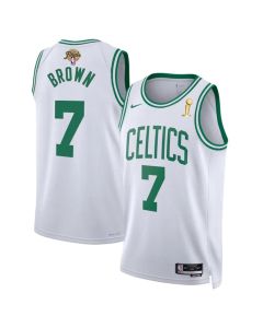 Men's Boston Celtics #7 Jaylen Brown White 2024 Finals Champions Association Edition Stitched Basketball Jersey
