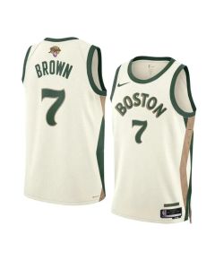 Men's Boston Celtics #7 Jaylen Brown White 2024 Finals City Edition Stitched Basketball Jersey
